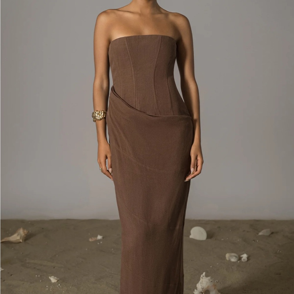 JLUXLABEL Brown Corset Dress
